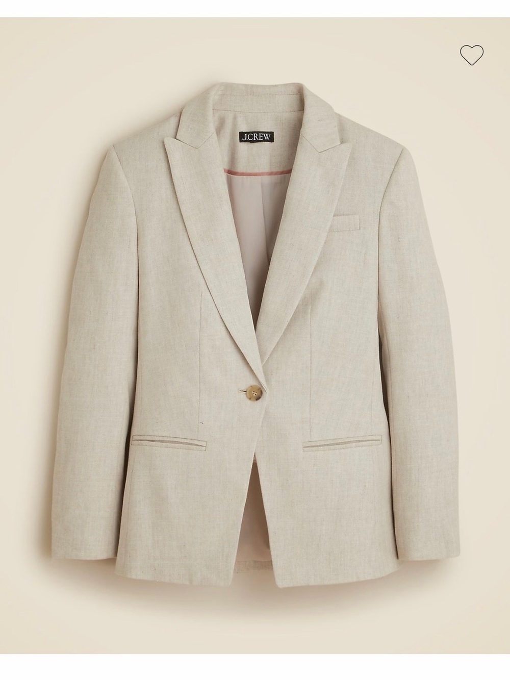 J. Crew Light Beige Single-Button Linen-Blend Blazer